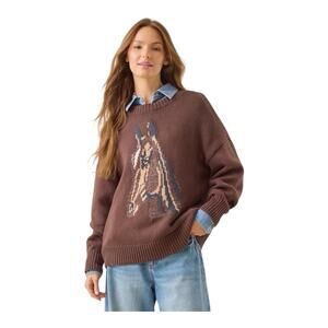 Altar’d State Dakota Horse Sweater NWT Small Brown Equestrian Cozy Knit